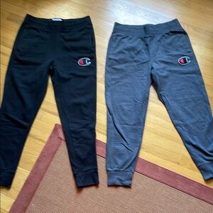 Champion Black and Gray Sweatpants with Elastic Cuffs
